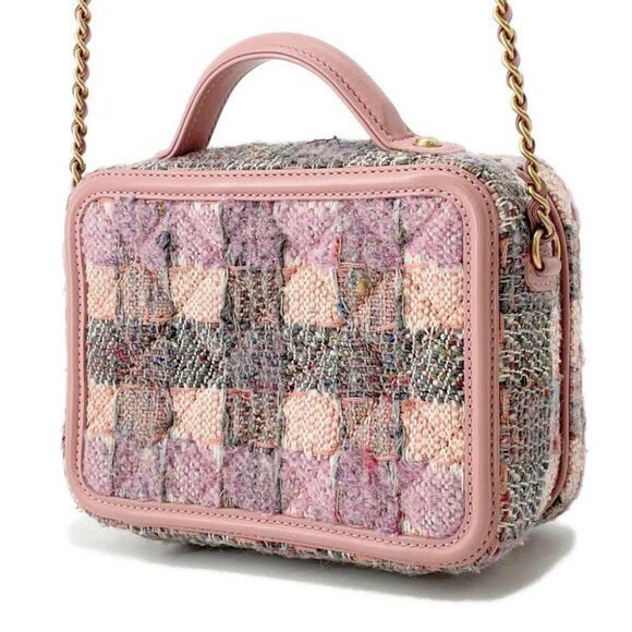 CHANEL CCFiligree vanity bag Size Small Tweed/Leather Pink/Multicolor A93342 - Picture 13 of 13
